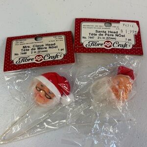 Fibre Craft Old Fashioned Santa Mrs Claus Head Vintage New Sealed Crafts Vintage